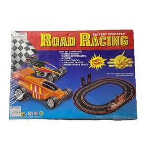Vintage Lollipop Road Racing 2-Lane Slot Car Set Battery Operated Remote #70000